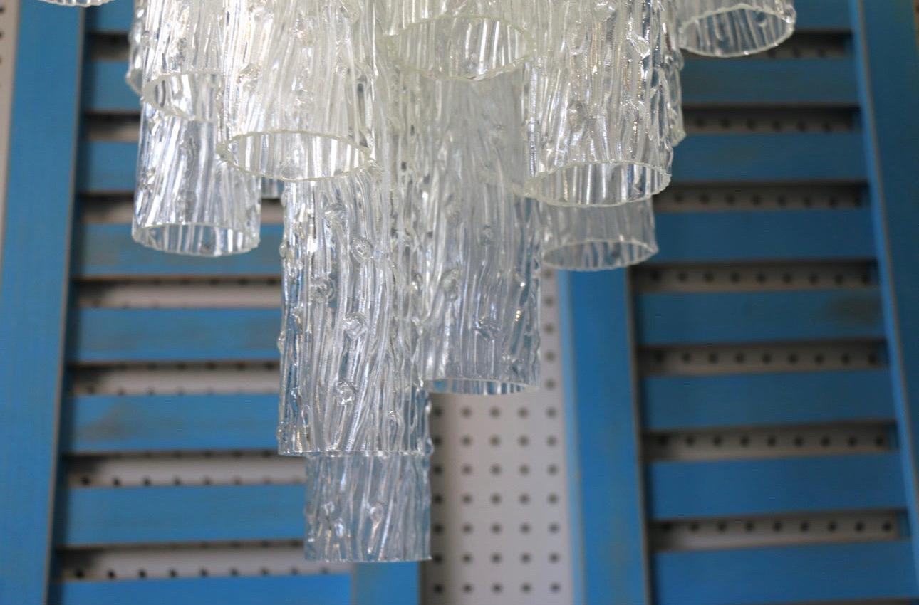 Mid-Century Venini Troncho Murano Glass Chandelier In Good Condition For Sale In North Hollywood, CA