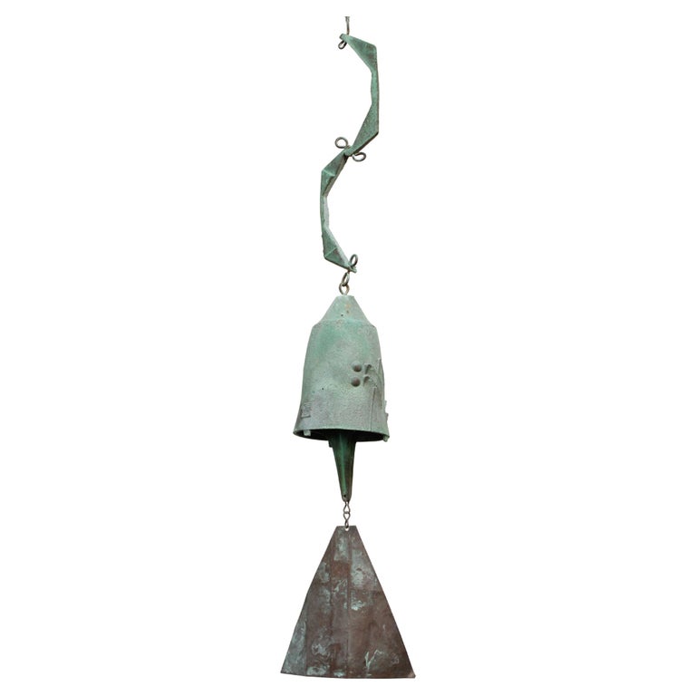 MidCentury Verdigris Bronze Bell / Wind Chime by Paolo Soleri for