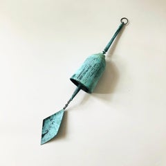 Mid Century Verdigris Bronze Wind Bell
