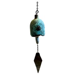 Mid Century Verdigris Bronze Wind Bell