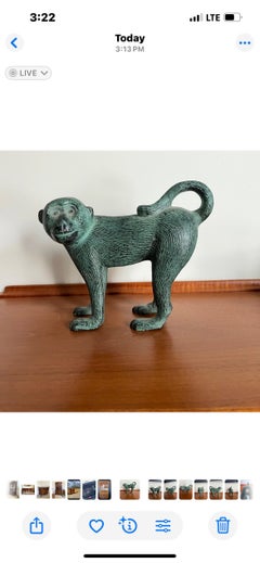 Mid-Century Verdigris Monkey Sculpture, in the Manner of Franz Hagenauer