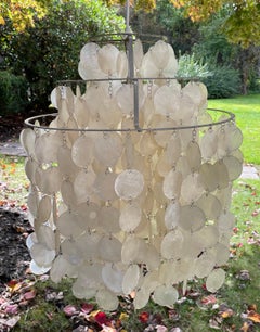 Mid Century Verner Panton Capiz Shell Pendant Light Fun 1DM, Denmark, 1960’s