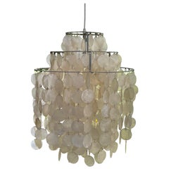 Mid Century Verner Panton Capiz Shell Pendant Light Fun 1DM, Denmark, 1960’s