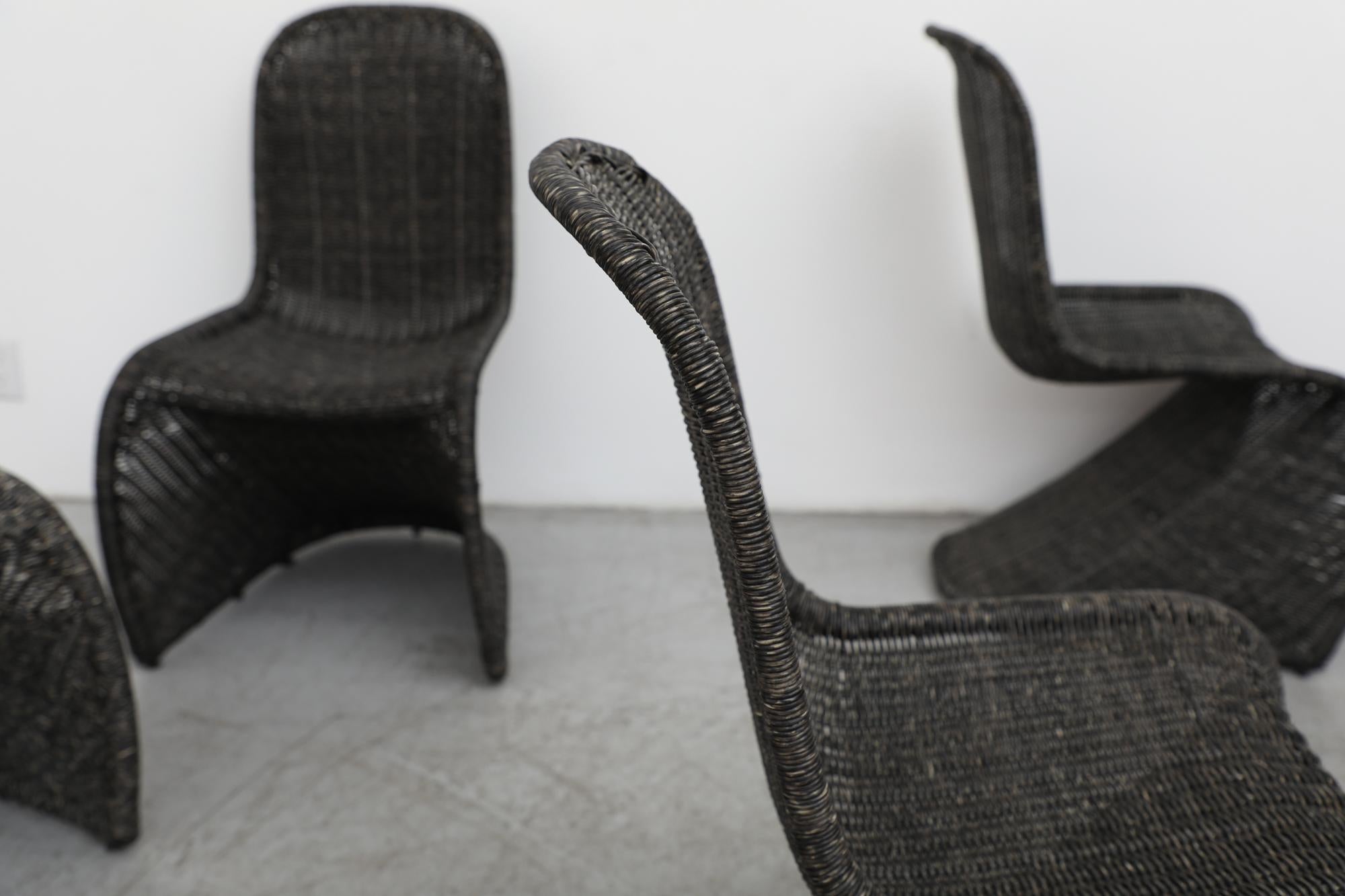 Mid-Century Verner Panton Style Stacking Wicker rattan chairs For Sale 3