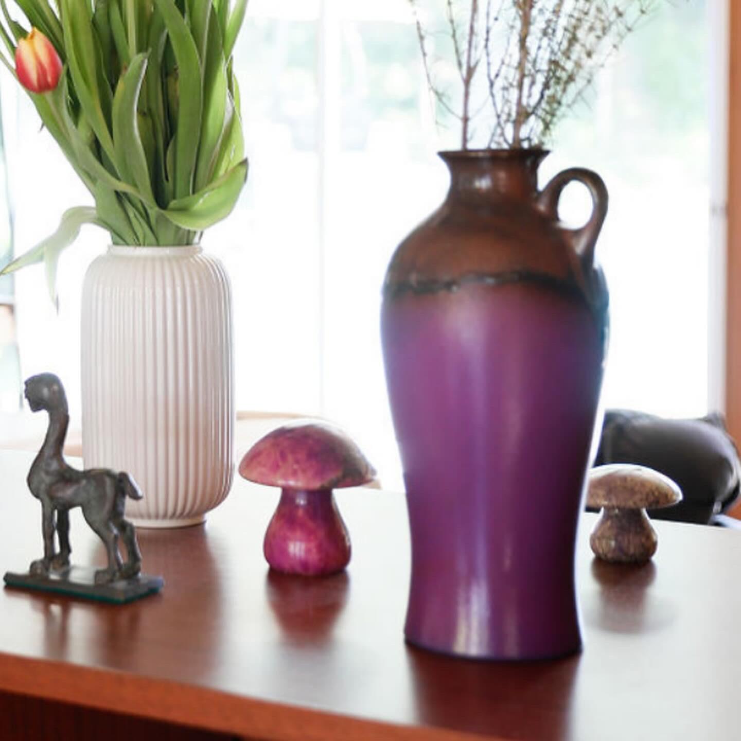 Hand-Crafted Mid century vessel by Fohr Keramik, in deep purple, mid 20th century For Sale