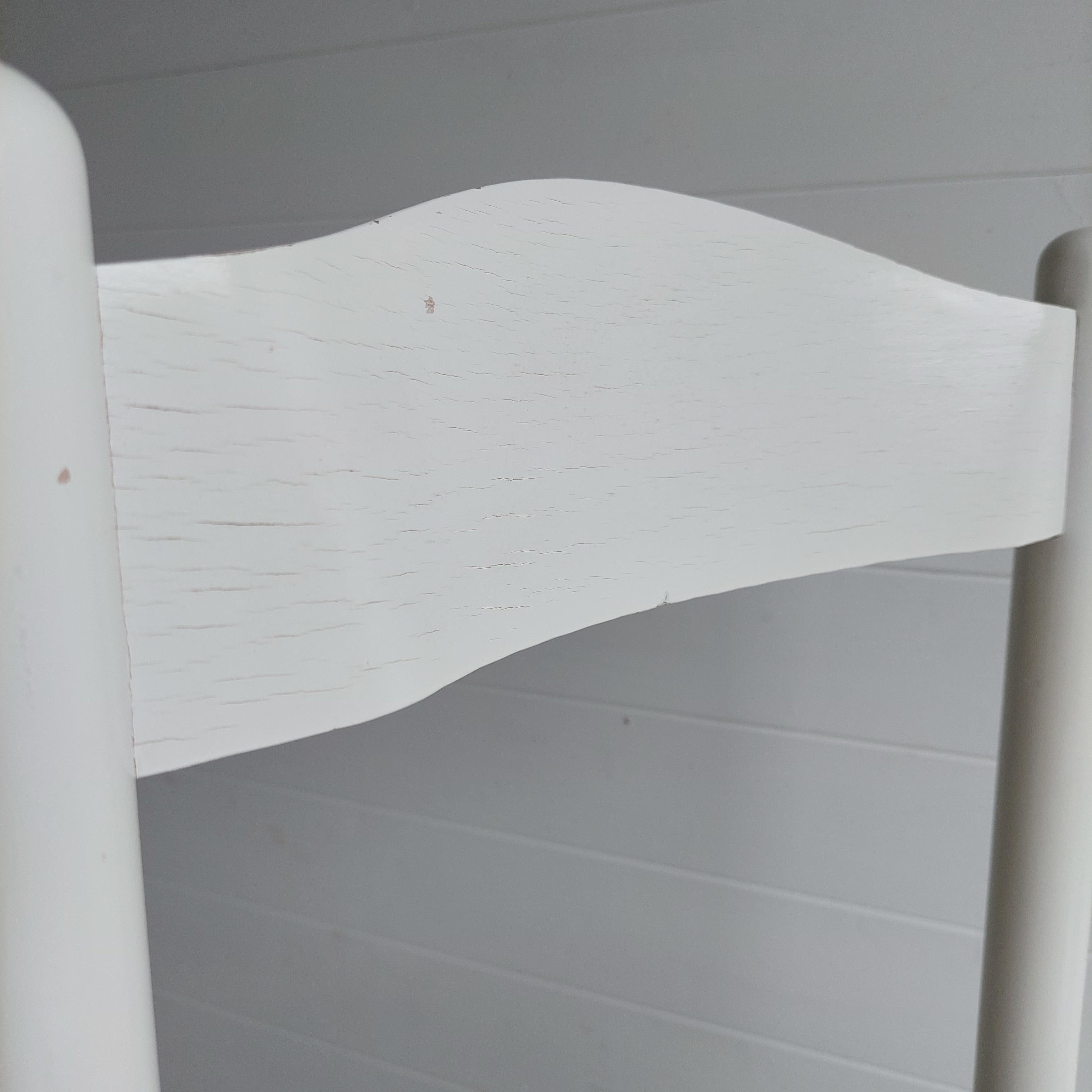 Mid Century Vico Magistretti Style  white lacquered and rush seat Dining Chair I For Sale 9