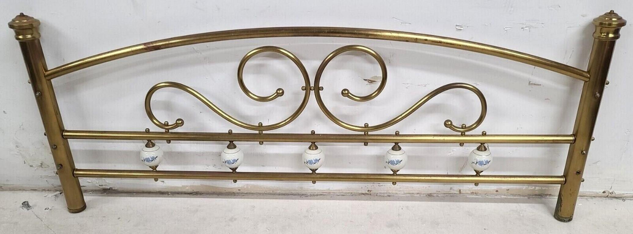 Mid Century Victorian Brass & Porcelain Queen Bed Frame 5