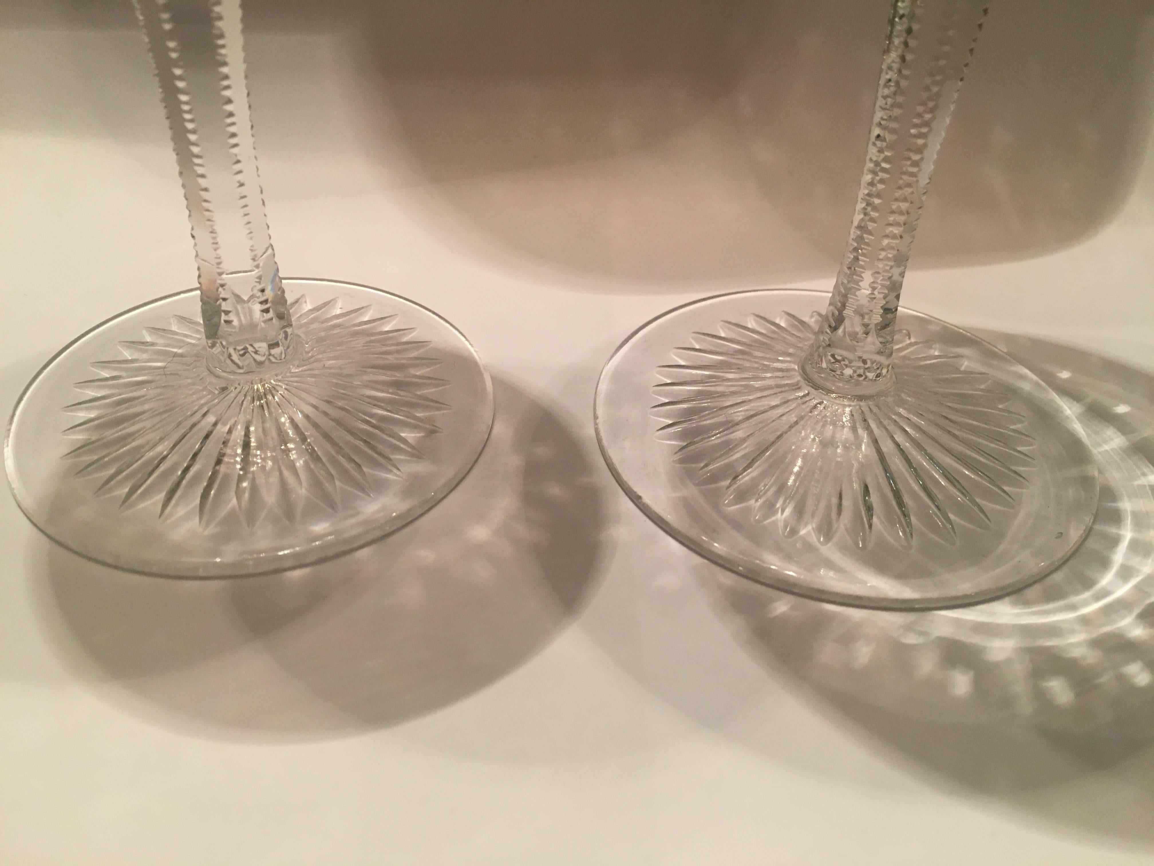 Midcentury Victorian Hobnail Crystal Glasses In Good Condition For Sale In Sheung Wan, HK