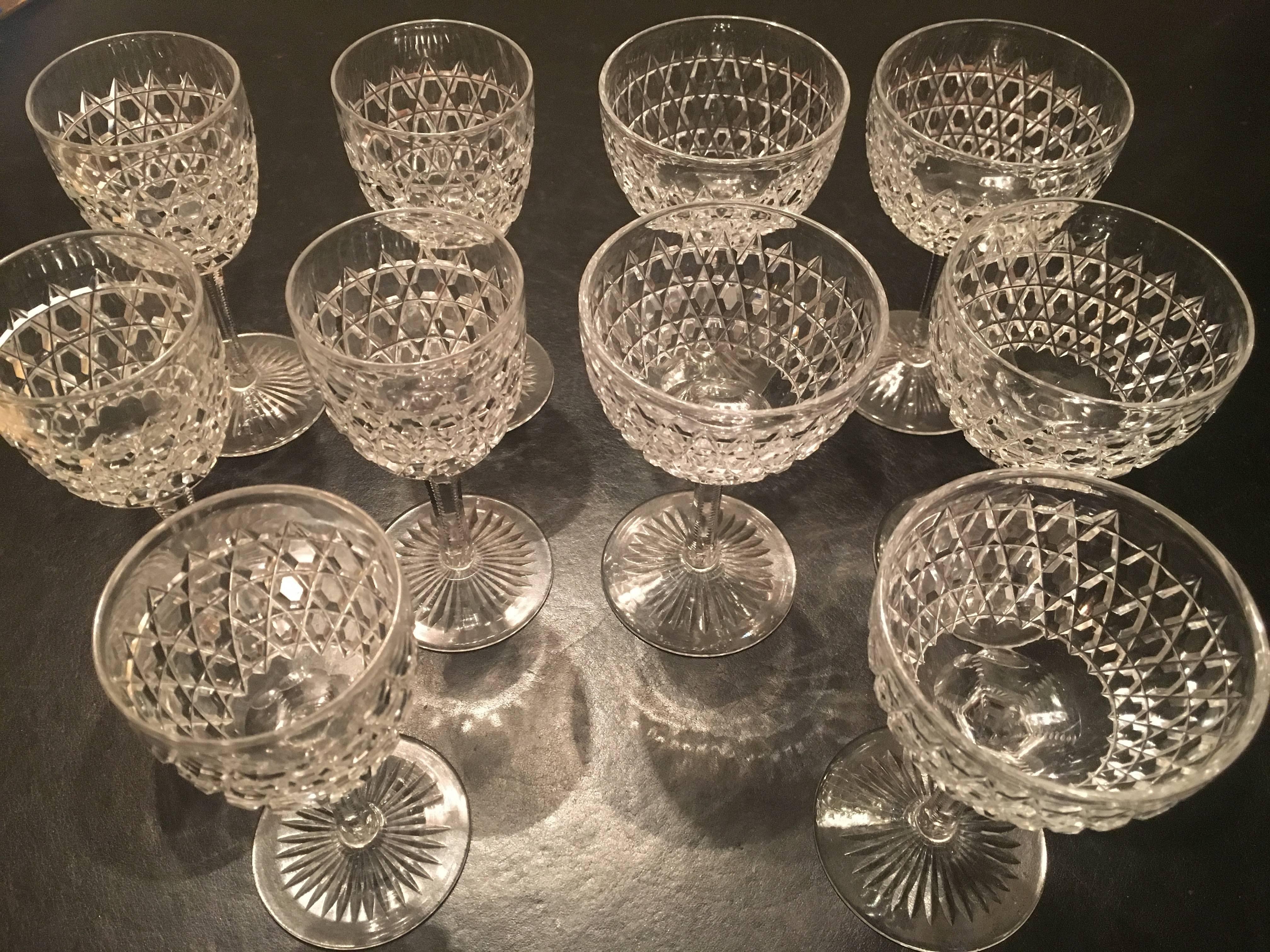 20th Century Midcentury Victorian Hobnail Crystal Glasses For Sale