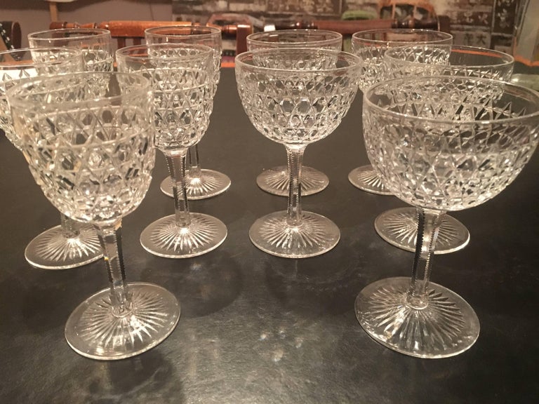 Midcentury Victorian Hobnail Crystal Glasses For Sale at 1stDibs