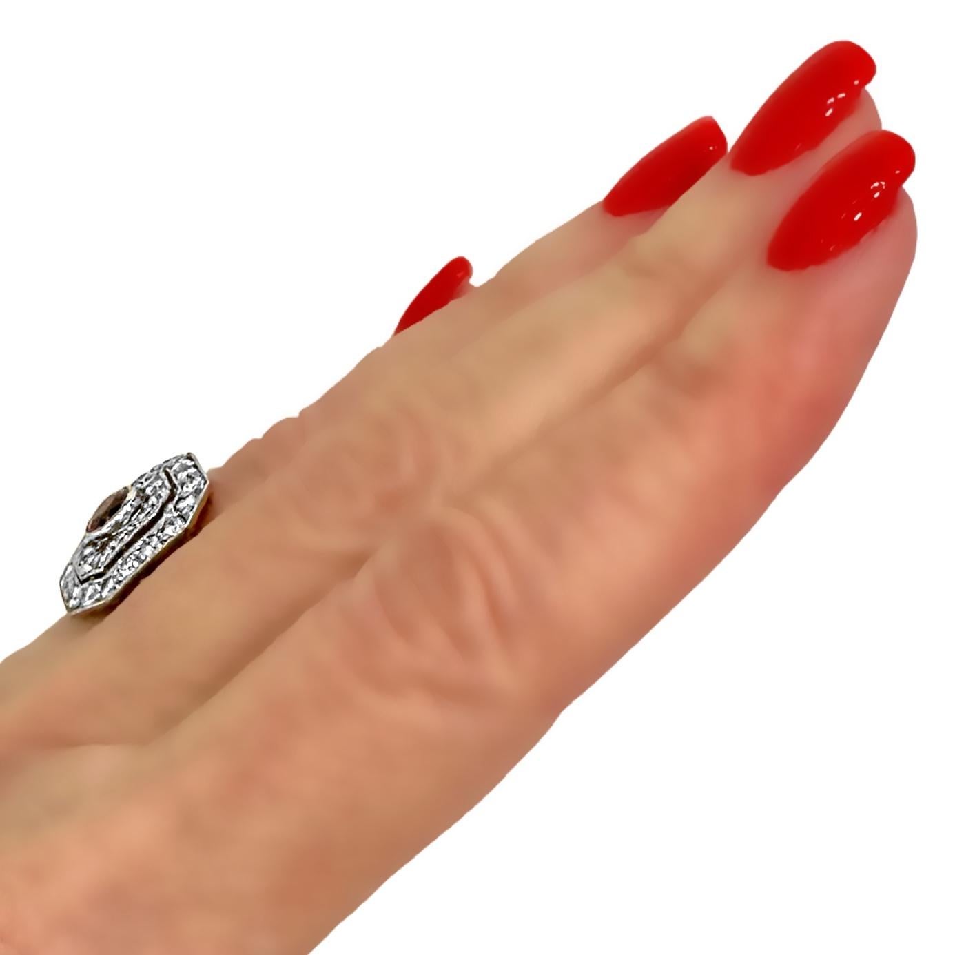 Mid-Century Victorian Revival Ruby and Diamond Ring in Platinum and Yellow Gold For Sale 6