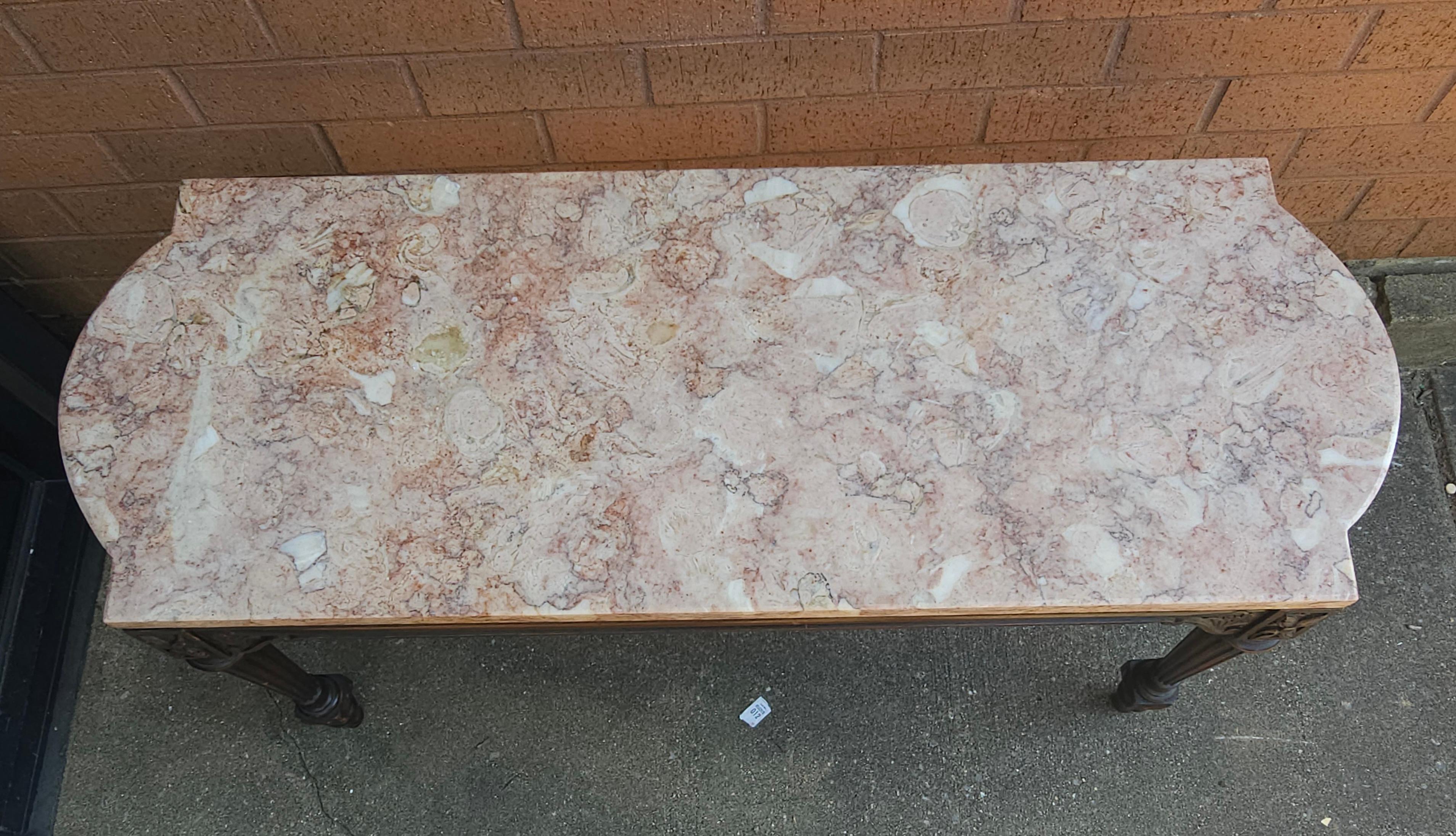 20th Century Mid Century Victorian Style Carved Mahogany Marble Top Cocktail Table For Sale