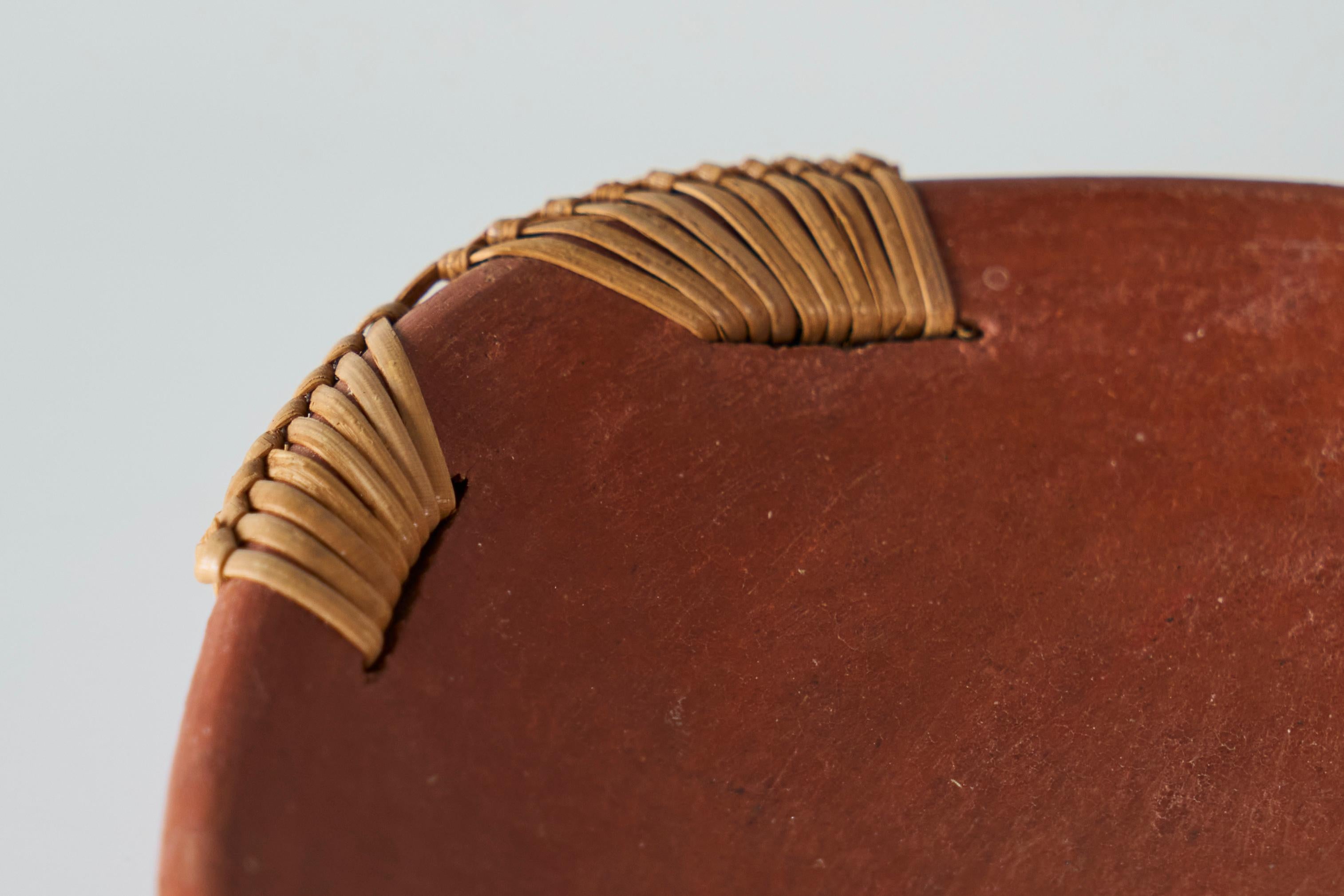 Mid Century Vide Poche in Terrakotta und Stroh 1960er Jahre im Angebot 2
