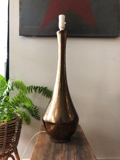 Midcentury Vintage Tall Ceramic Copper Luster Lamp