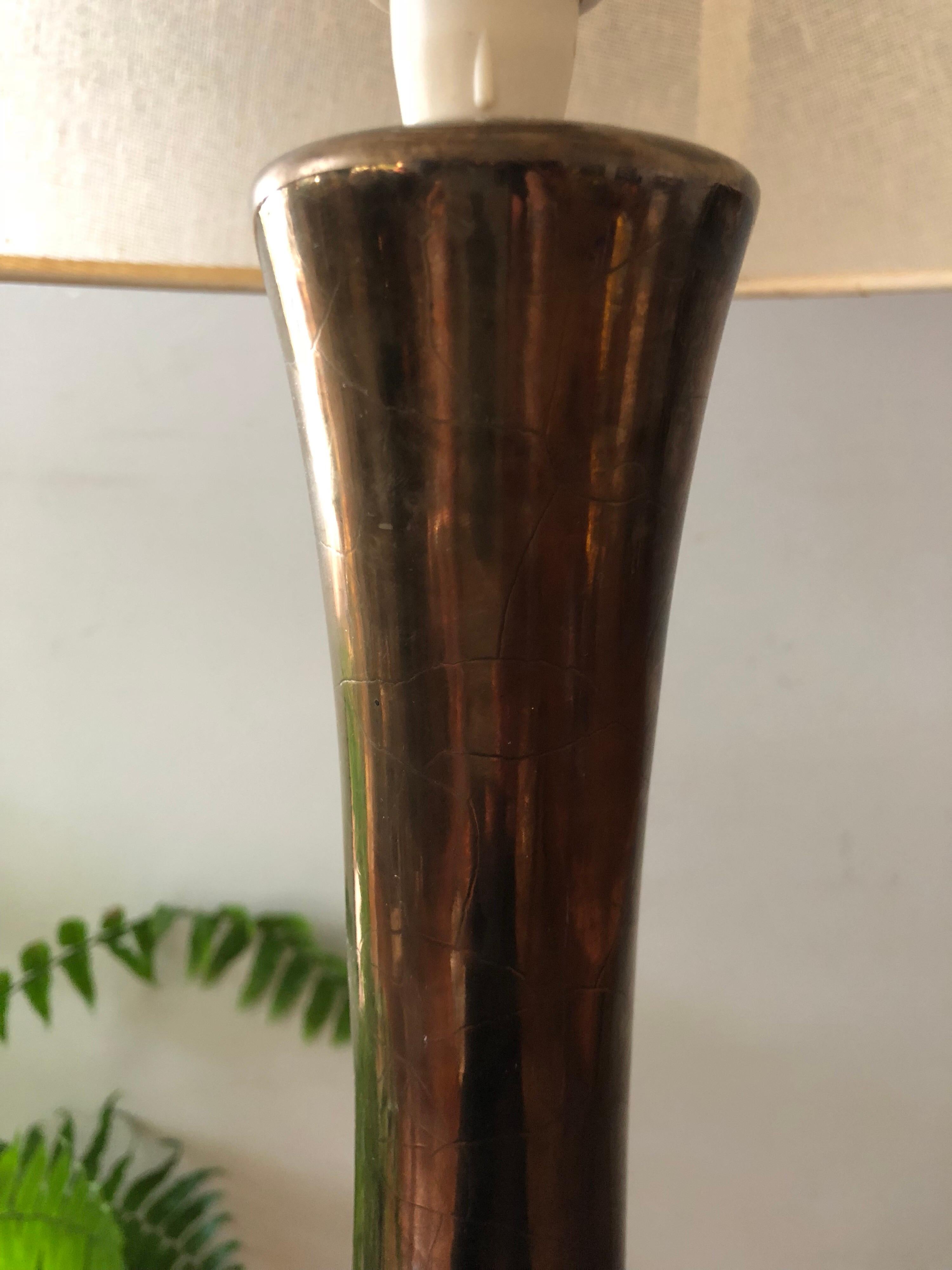 Midcentury Vintage Tall Ceramic Copper Luster Lamp im Zustand „Gut“ im Angebot in Church Point, NSW