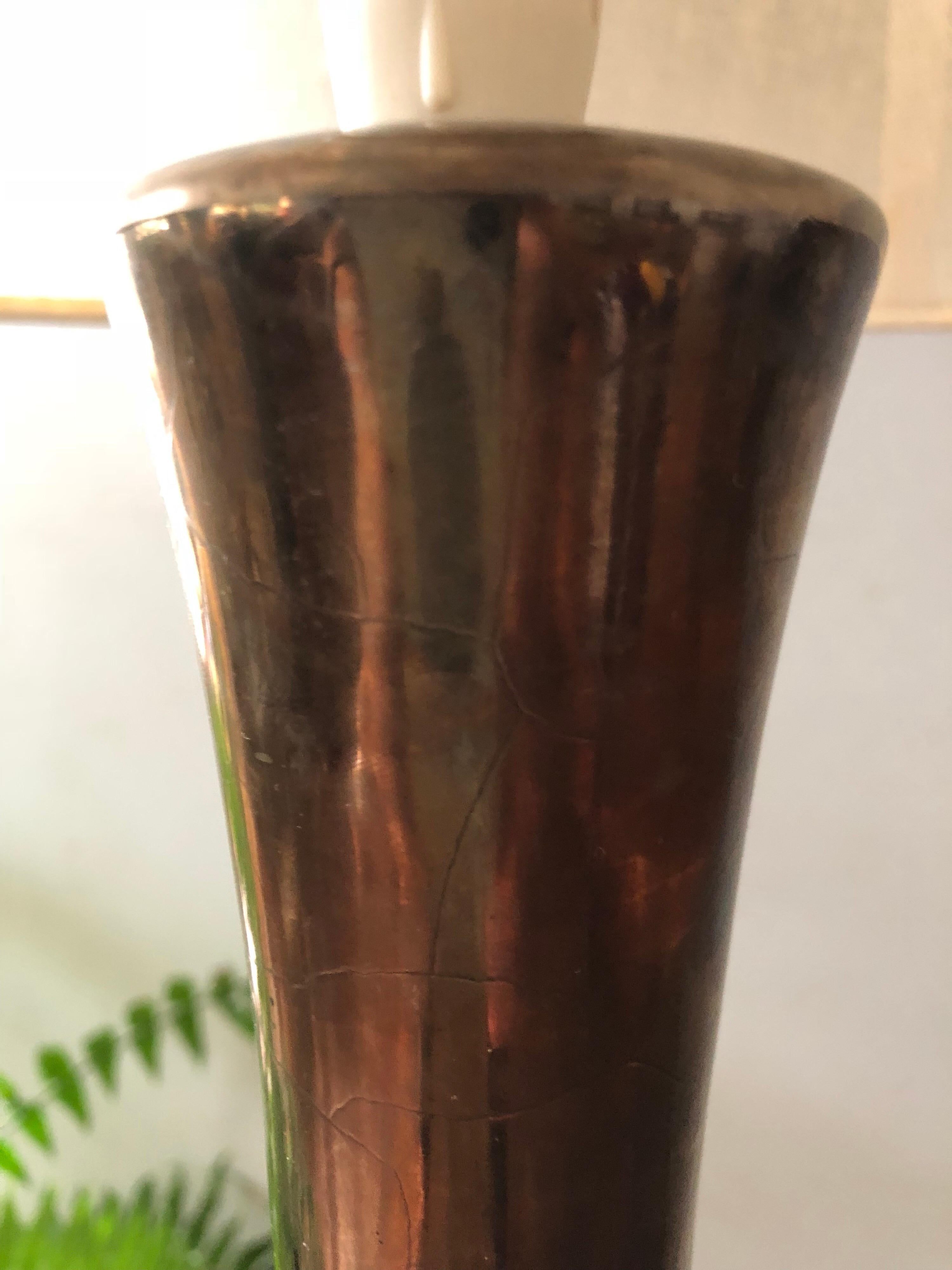 Midcentury Vintage Tall Ceramic Copper Luster Lamp im Angebot 1