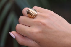 Mid-Century Retro 14k Yellow Gold Dome Ring, Size 6.5, 1950s