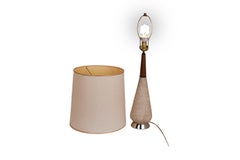 Mid Century Vintage 1960s Walnut Chalkware Table Lamp