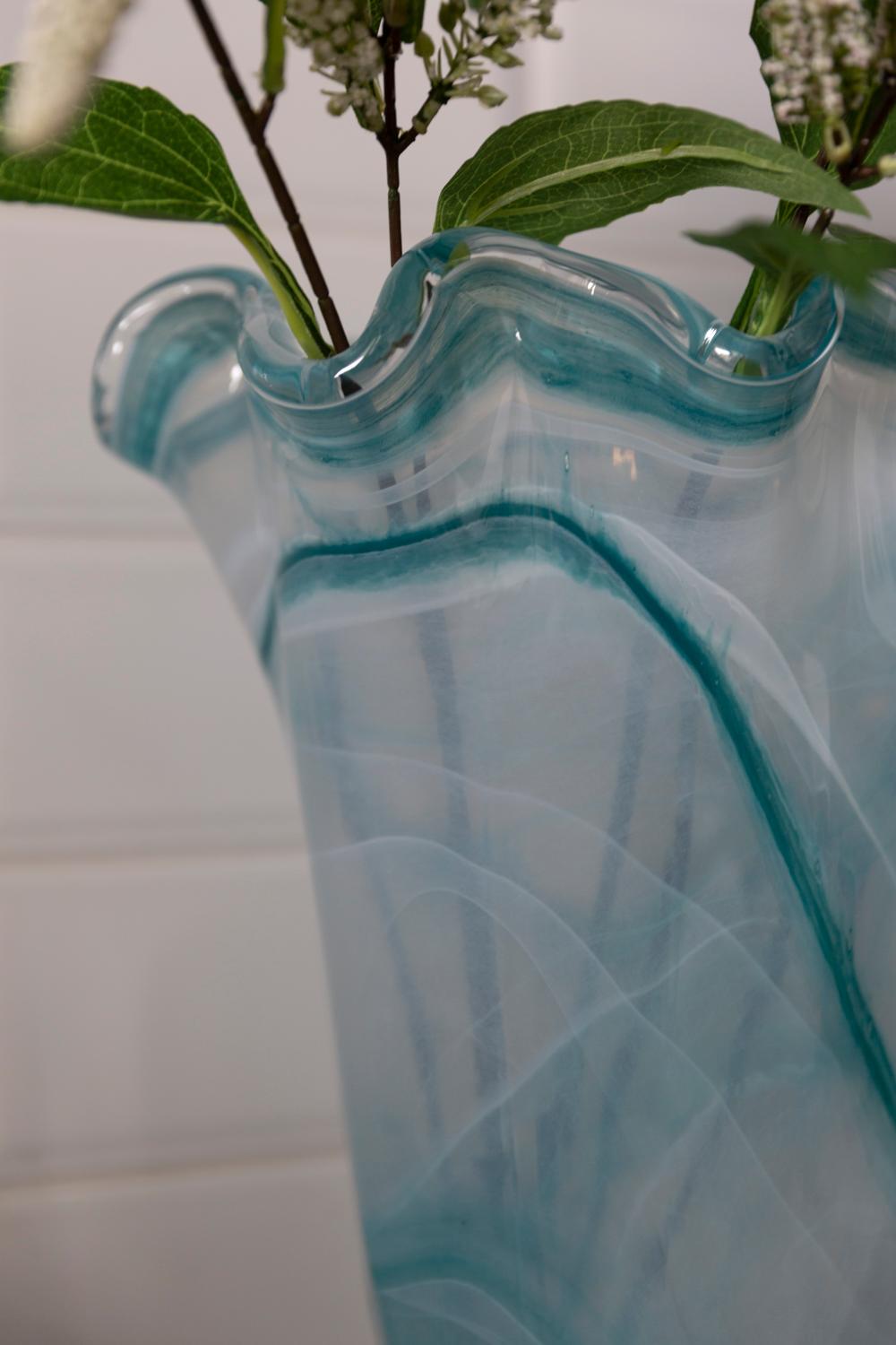Midcentury Vintage Acqua Blue Big Murano Glass Vase, Italy, 2000s In Excellent Condition In 05-080 Hornowek, PL