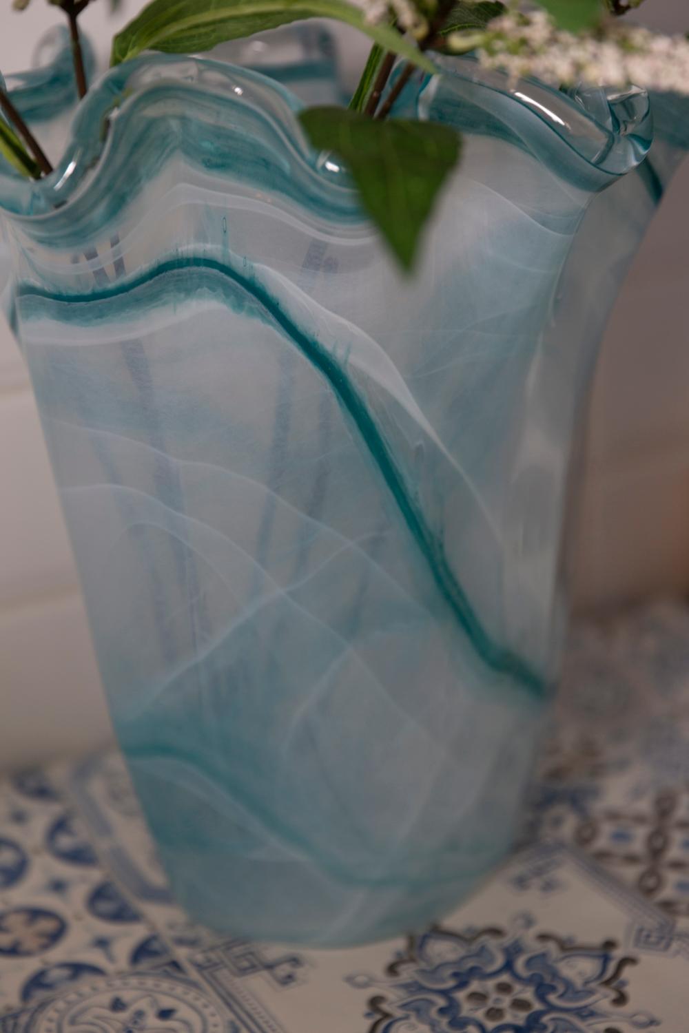 20th Century Midcentury Vintage Acqua Blue Big Murano Glass Vase, Italy, 2000s