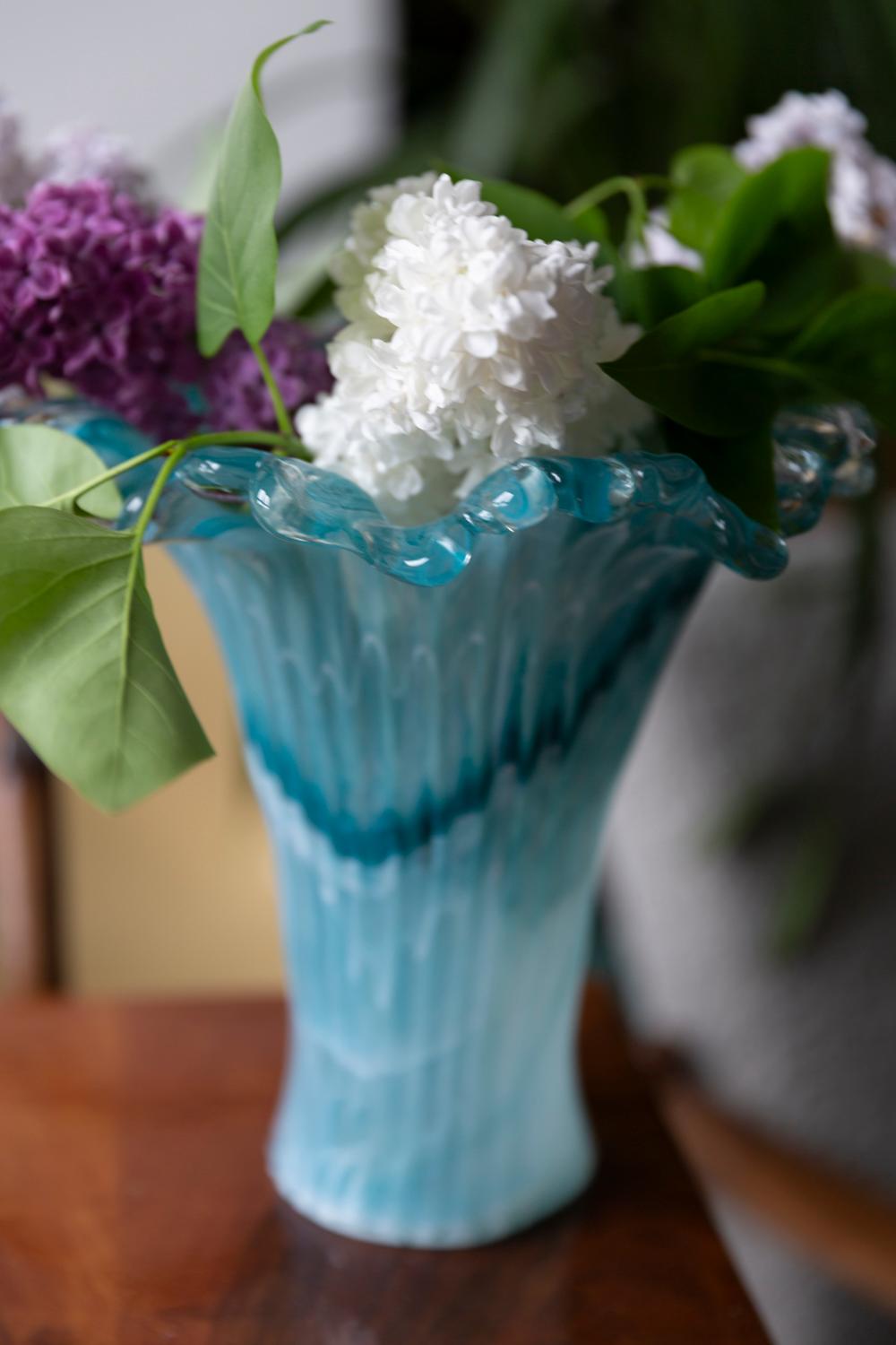Mid-Century Modern Midcentury Vintage Acqua Blue Murano Glass Vase, Italy, 2000s