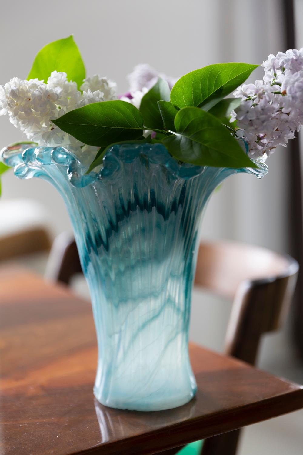 20th Century Midcentury Vintage Acqua Blue Murano Glass Vase, Italy, 2000s