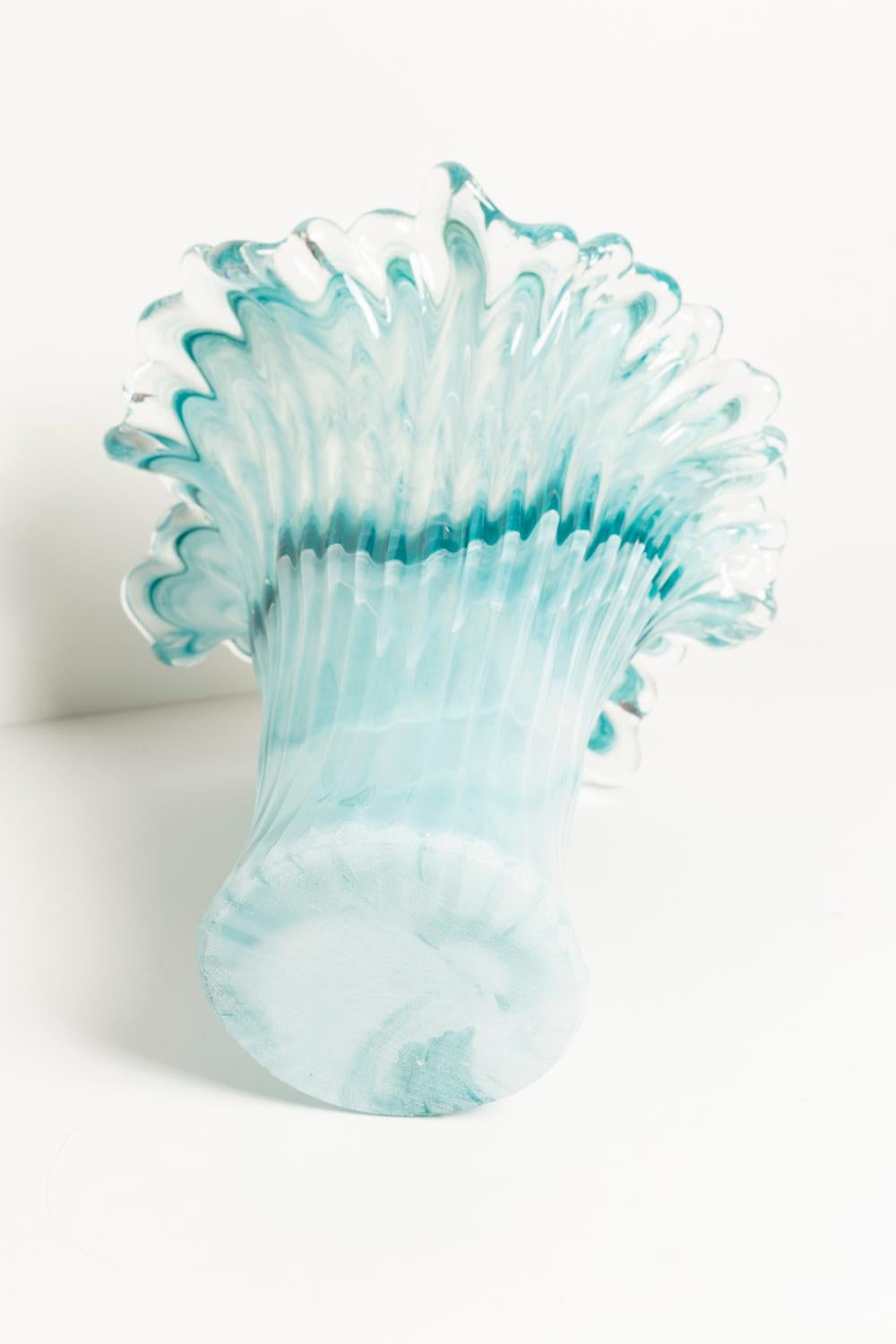 Midcentury Vintage Acqua Blue Murano Glass Vase, Italy, 2000s 3