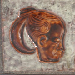 Mid Century Vintage Africanist Ceramic Coffee table, France , 1950's