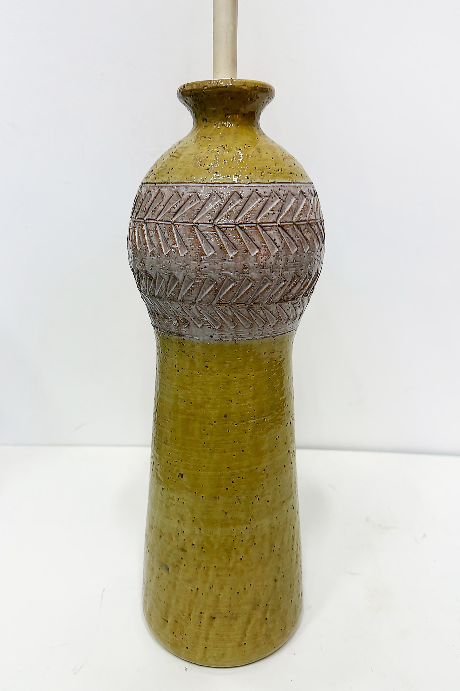 Italian Mid-century Vintage Aldo Londi Pottery Table Lamp for Raymor Modern Lighting For Sale