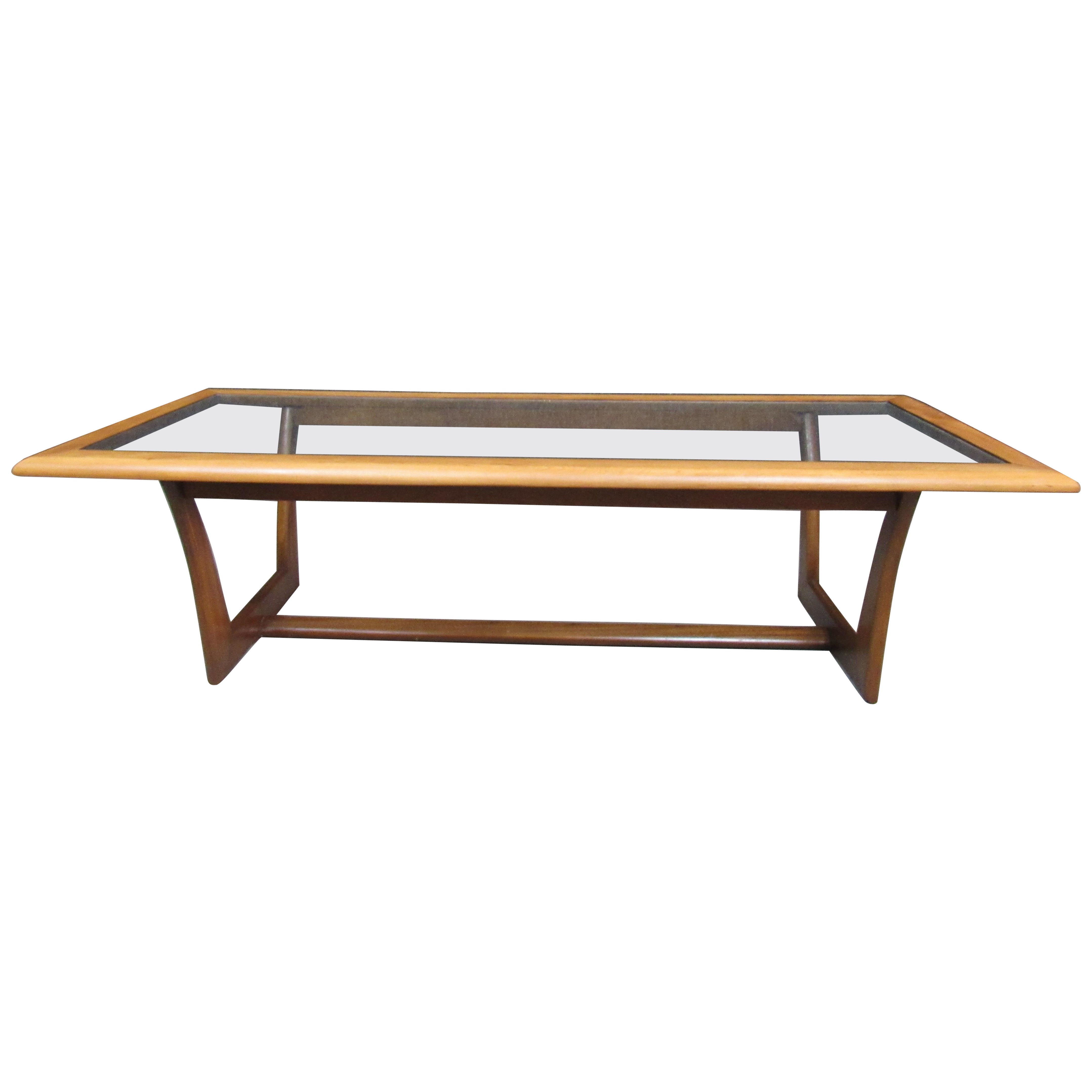 Mid-Century Vintage American Oak & Glass Coffee Table