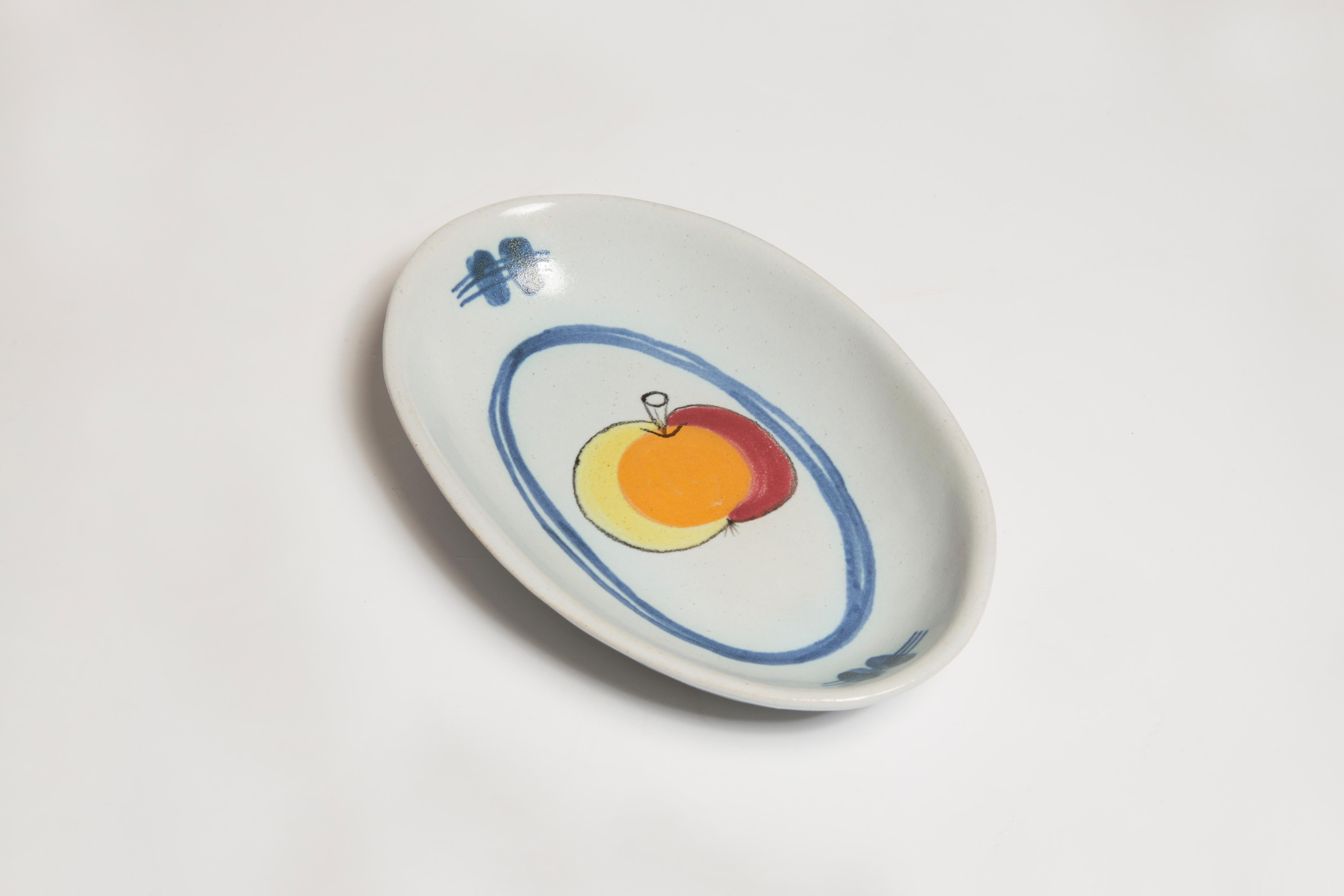 Dekorativer Apfel-Porzellanteller aus der Mitte des Jahrhunderts, Schottland, 1960er Jahre im Angebot 3