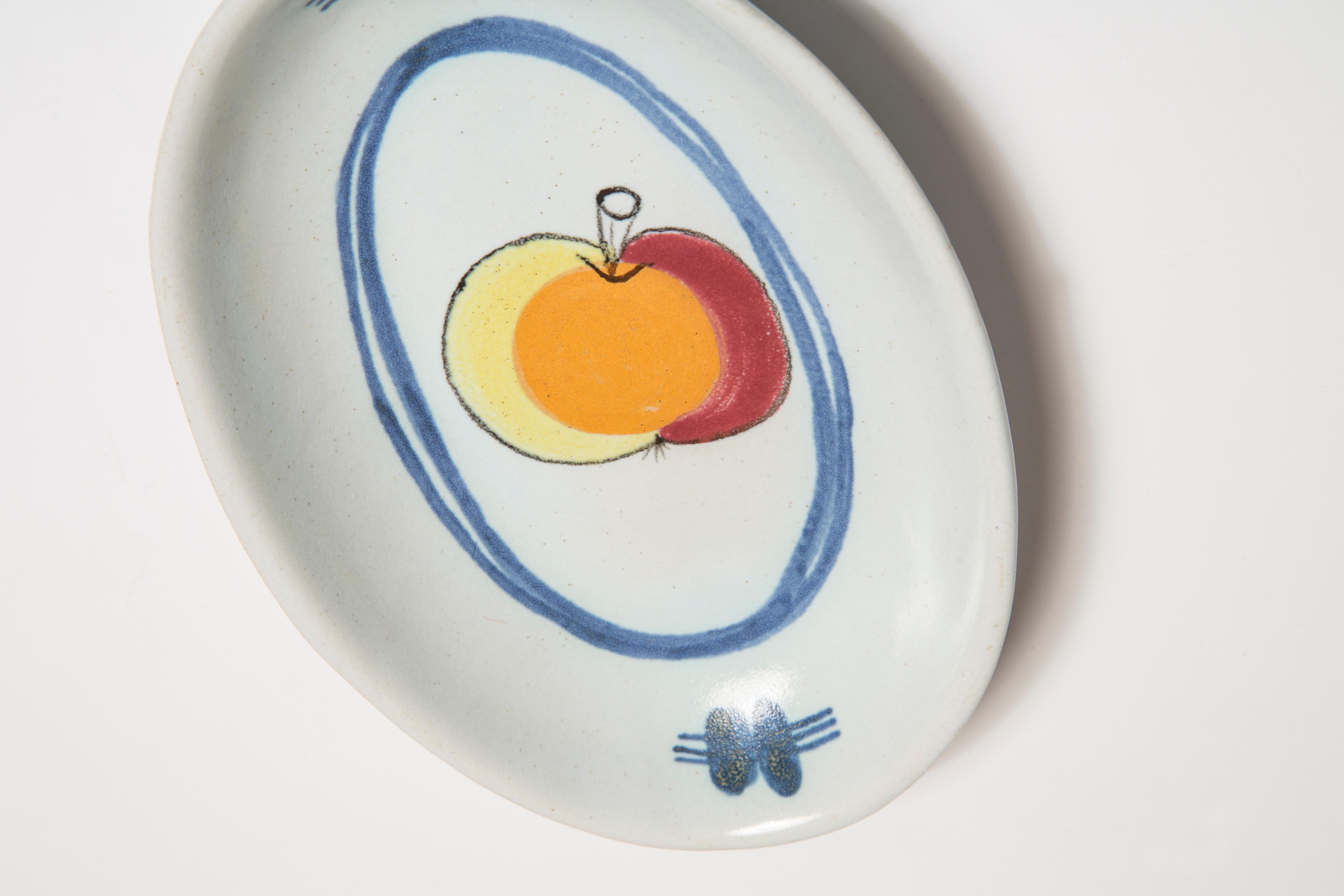 Mid Century Vintage Apple Decorative Porcelain Plate, Scotland, 1960s For Sale 5
