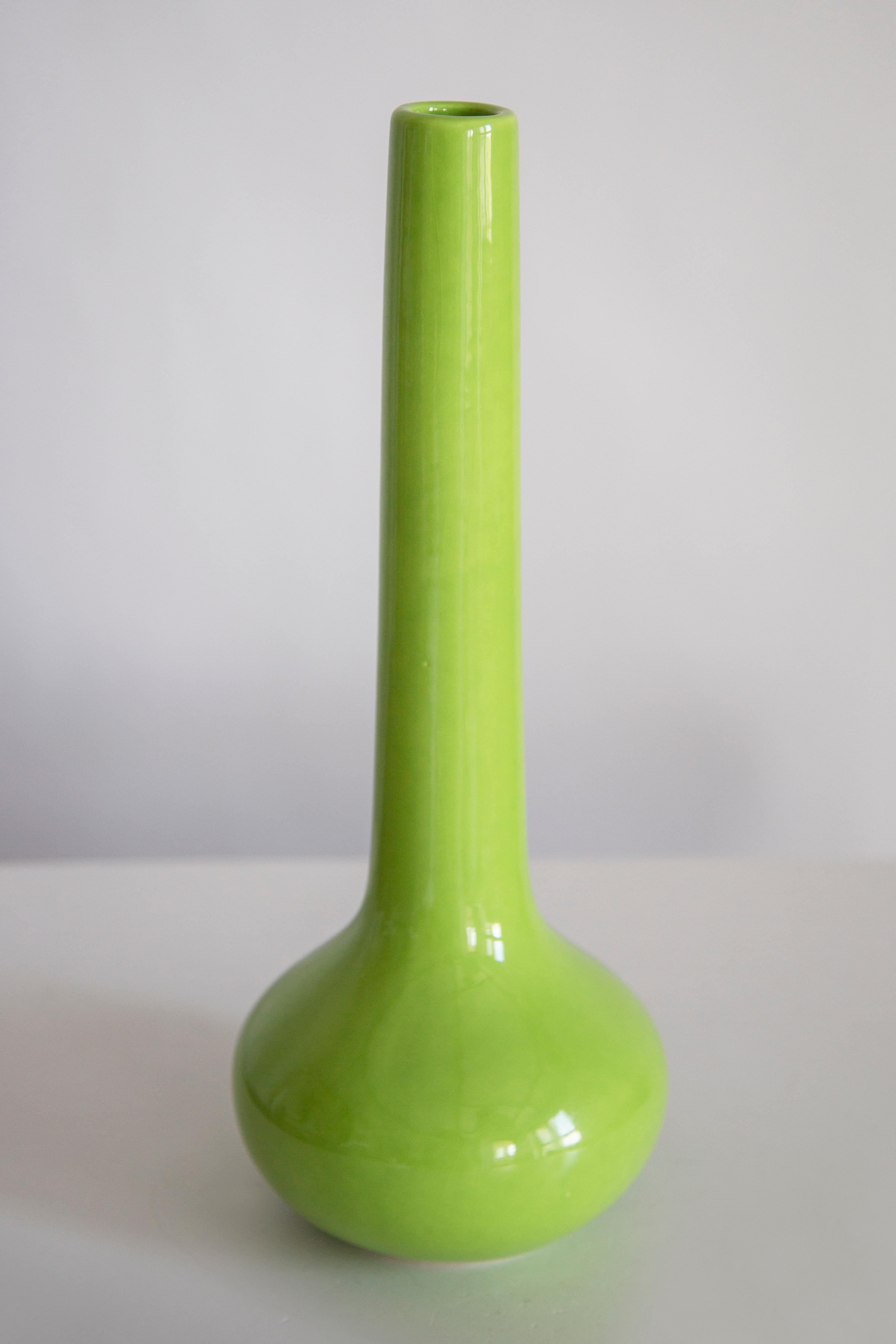 Mid-Century Modern Mid Century Vintage Artistic Ceramic Green Vase, Europe, 1970s For Sale