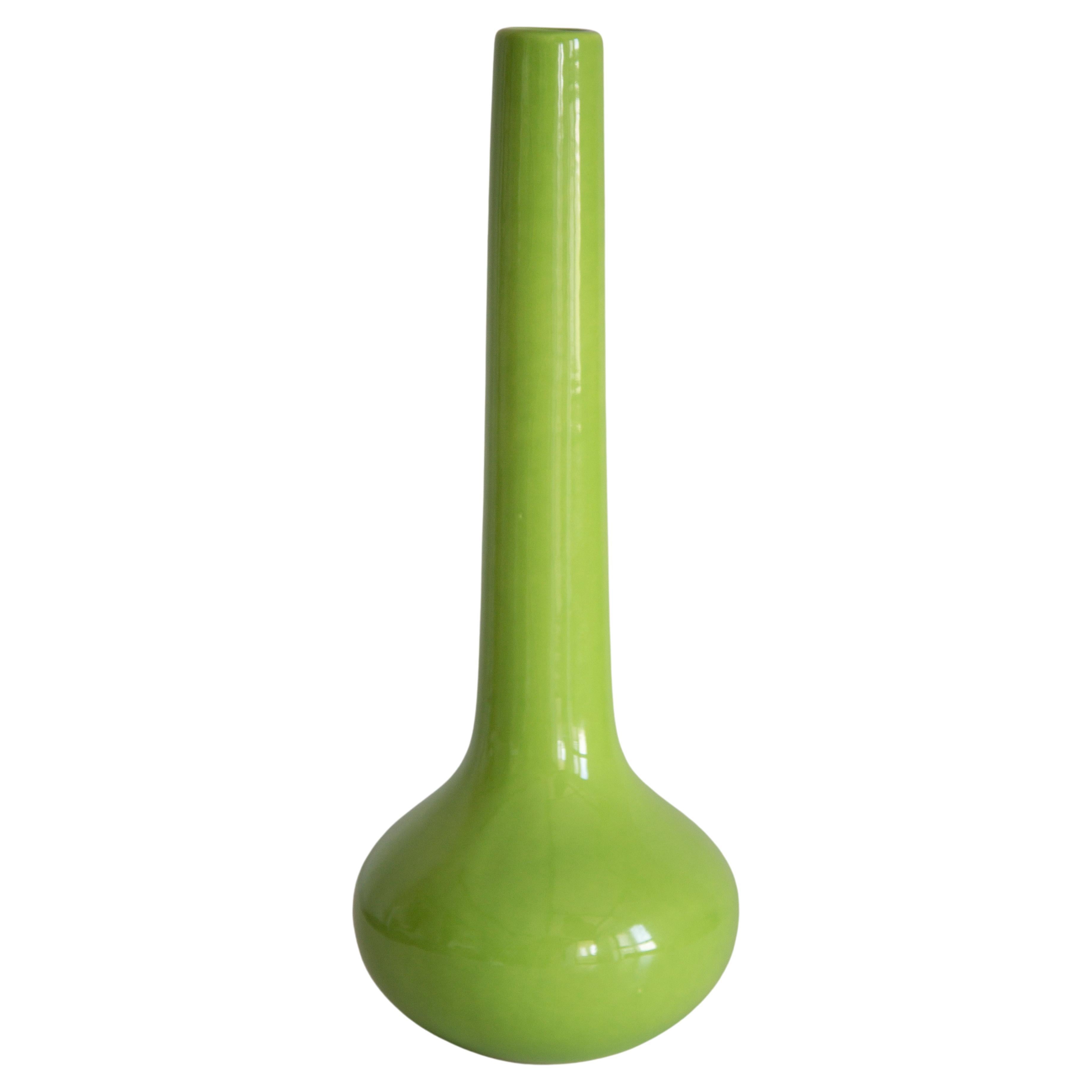 Mid Century Vintage Artistic Ceramic Green Vase, Europe, 1970s For Sale