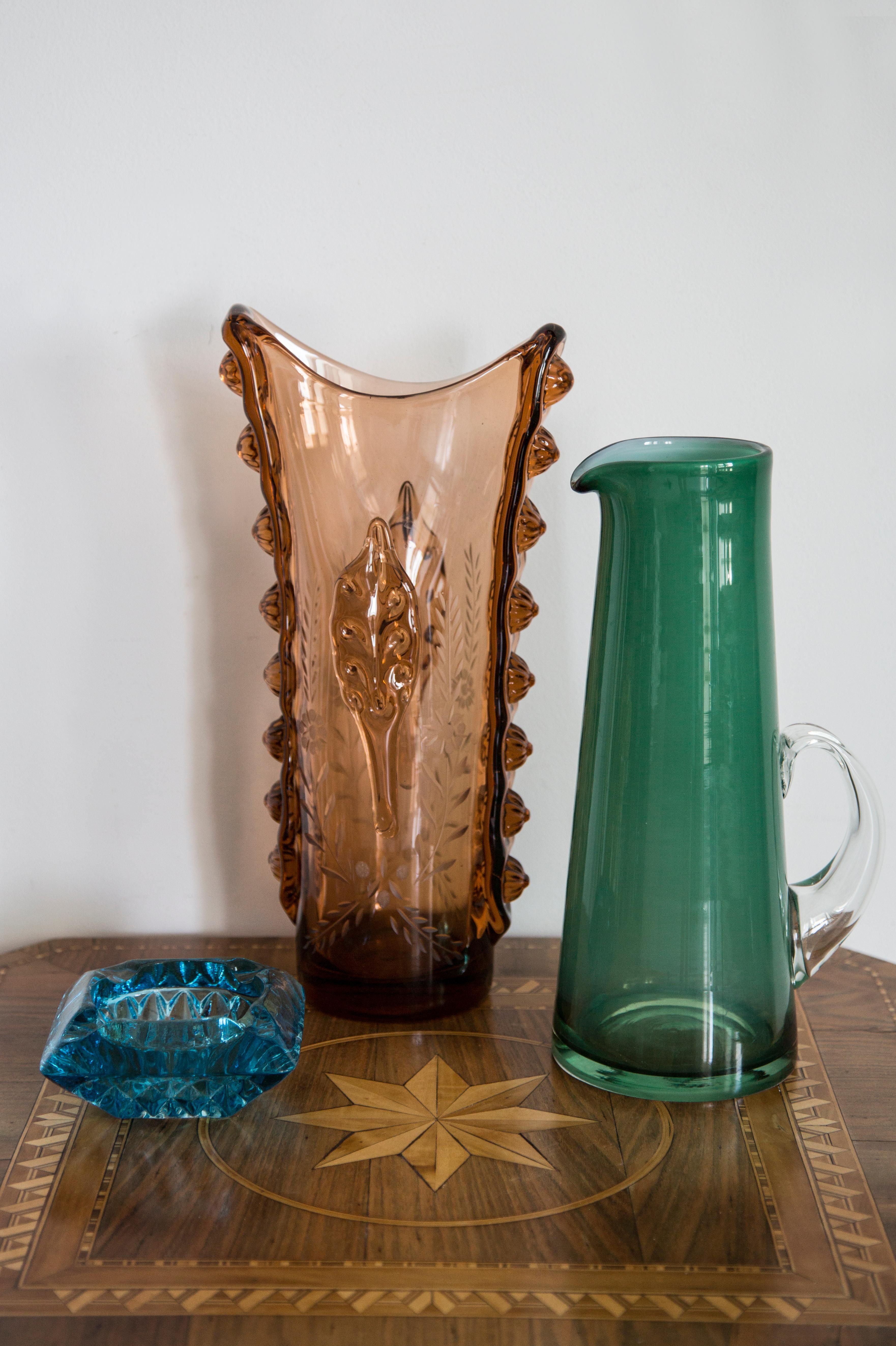 Polacco Vaso Greene & Greene in vetro artistico di metà secolo, vaso, Tarnowiec, Europa, anni '70 in vendita