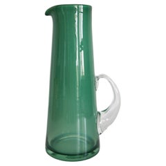 Mid Century Vintage Artistic Glass Big Green Vase, Pot, Tarnowiec, Europe, 1970s