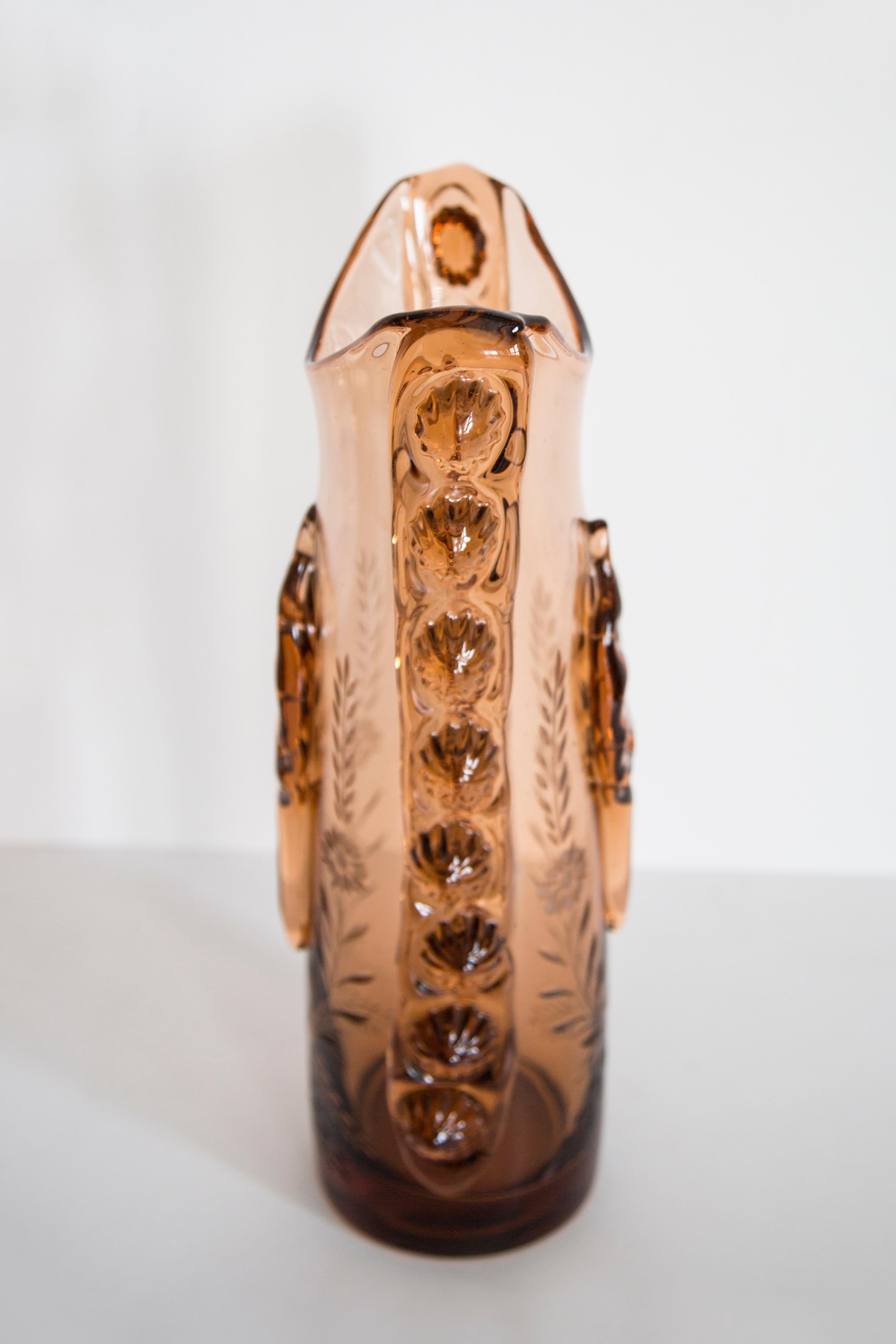 Vaso arancione grande in vetro artistico di metà secolo, Bigli, Europa, anni '70 In condizioni buone in vendita a 05-080 Hornowek, PL