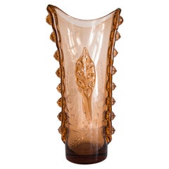 Vaso arancione grande in vetro artistico di metà secolo, Bigli, Europa, anni '70