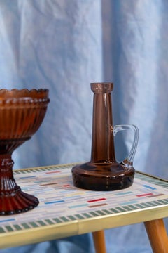 Mid Century Vintage Artistic Glass Brown Vase, Tarnowiec, Europe, 1970s