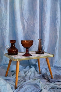 Mid Century Vintage Artistic Glass Brown Vase, Tarnowiec, Europe, 1970s