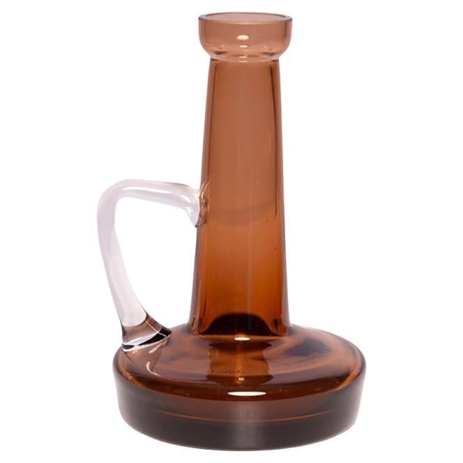 Mid Century Vintage Artistic Glass Brown Vase, Tarnowiec, Europe, 1970s For Sale