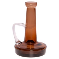 Mid Century Vintage Artistic Glass Brown Vase, Tarnowiec, Europe, 1970s
