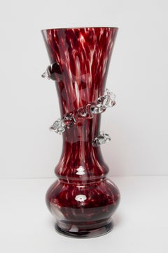 Mid Century Vintage Artistic Glass Dark Red Burgundy Vase, Europe, 1970s