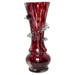 Mid Century Vintage Artistic Glass Dark Red Burgundy Vase, Europe, 1970s
