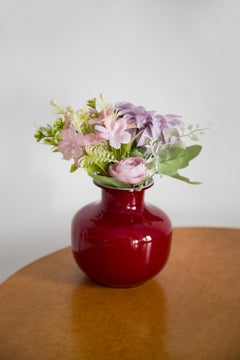 Mid Century Vintage Artistic Glass Dark Red Vase, Tarnowiec, Europe, 1970s