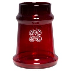 Mid Century Vintage Artistic Glass Dark Red Vase, Tarnowiec, Europe, 1970s