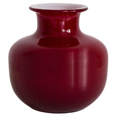 Mid Century Vintage Artistic Glass Dark Red Vase, Tarnowiec, Europe, 1970s