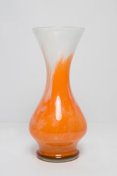 Mid Century Vintage Artistic Glass Orange and White Vase, Europe, 1970s