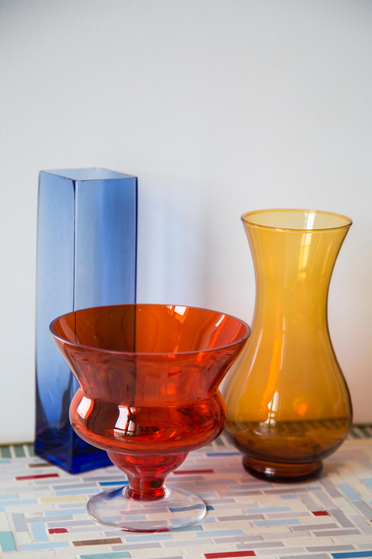 Hand-Carved Mid Century Vintage Artistic Glass Orange Vase, Tarnowiec, Europe, 1970s For Sale