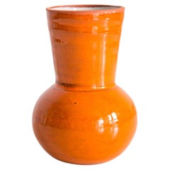 Mid Century Vintage Artistic Glass Orange Vase, Tarnowiec, Europe, 1970s